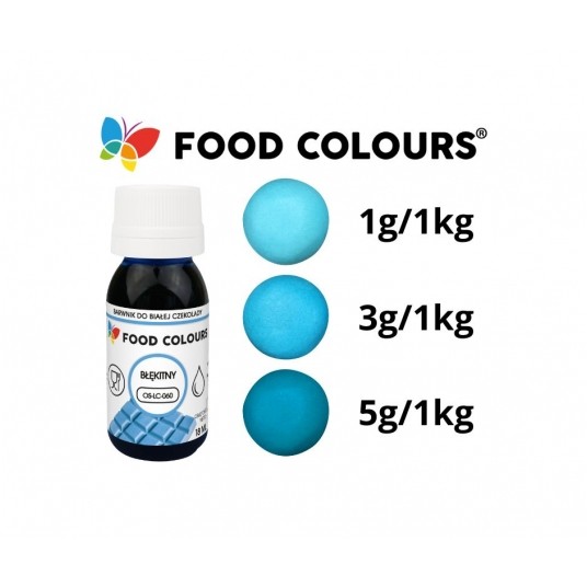 Barwniki w płynie do białej czekolady oraz mas tłustych błękitny Food Colours 18g -zdjęcie numer 2