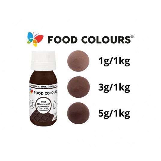 Barwniki w płynie do białej czekolady oraz mas tłustych brąz czekoladowy Food Colours 18g -zdjęcie numer 2