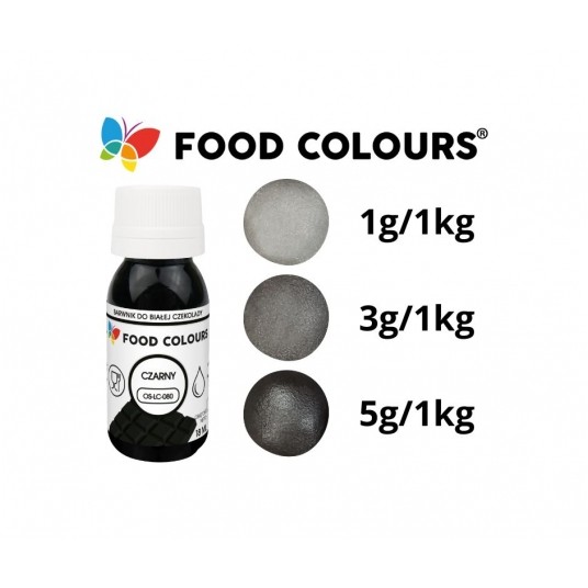 Barwniki w płynie do białej czekolady oraz mas tłustych czarny Food Colours 18g -zdjęcie numer 2