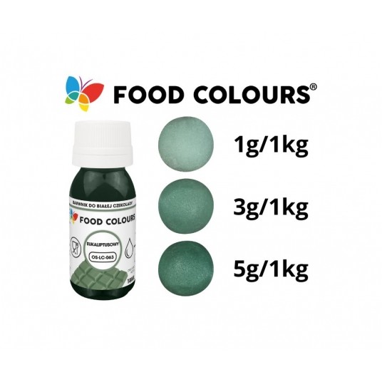 Barwniki w płynie do białej czekolady oraz mas tłustych eukaliptusowy Food Colours 18g -zdjęcie numer 2