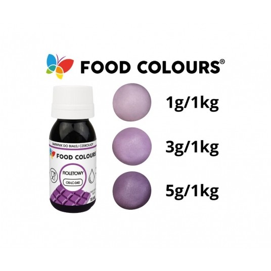 Barwniki w płynie do białej czekolady oraz mas tłustych fioletowy Food Colours 18g -zdjęcie numer 2