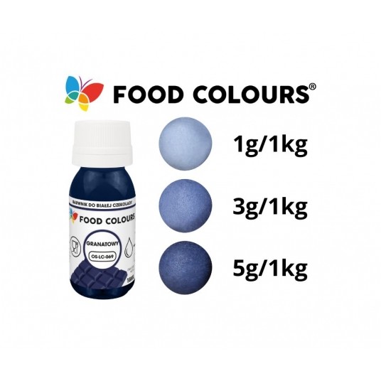Barwniki w płynie do białej czekolady oraz mas tłustych granatowy Food Colours 18g -zdjęcie numer 2