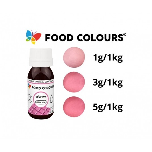 Barwniki w płynie do białej czekolady oraz mas tłustych różowy Food Colours 18g -zdjęcie numer 2