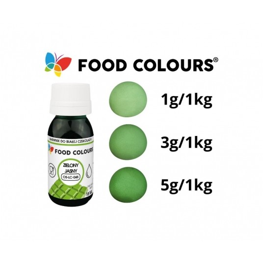 Barwniki w płynie do białej czekolady oraz mas tłustych zielony jasny Food Colours 18g -zdjęcie numer 2