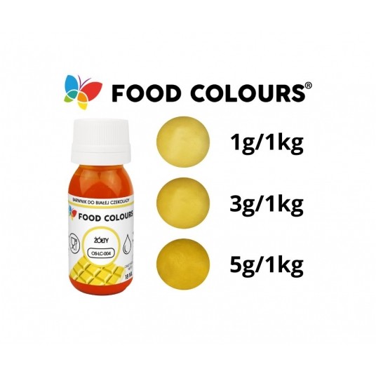 Barwniki w płynie do białej czekolady oraz mas tłustych żółty Food Colours 18g -zdjęcie numer 2