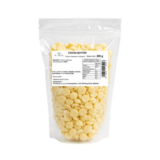 Cocoa butter - tłuszcz kakaowy w dropsach 250g -zdjęcie numer 2