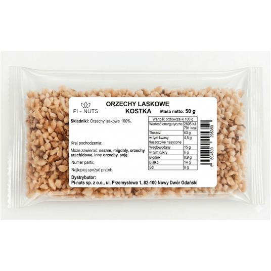 Orzechy laskowe blanszowane prażone kostka 50g -zdjęcie numer 2